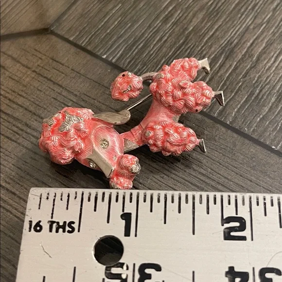 Vintage Pink French Poodle Dog Brooch - Pin Silver-tone Pink Accents - Picture 7 of 16
